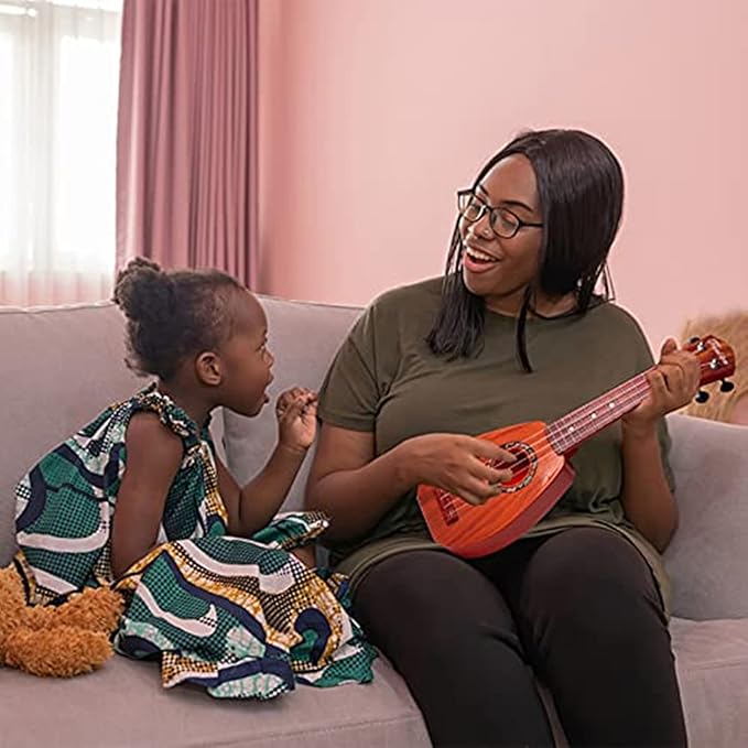 YOLOPLUS+ 17 Inch Kids Ukulele Guitar Toy 4 Strings Mini Children Musical Instruments Educational Learning Toy for Toddler Beginner Keep Tone Anti-Impact Can Play with Picks/Strap/Primary Tutorial
