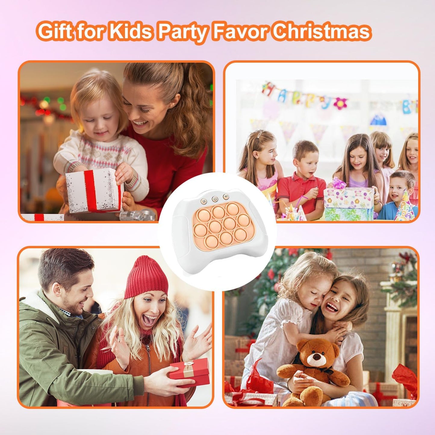 Quick Push Puzzle Game Machine Pop Fidget Light-Up Squeeze Poppet Sensory Toy Educational Push Pop Bubble Toy Stress Relief Party Favors Puzzle Game for Kids Teens Adults (White)