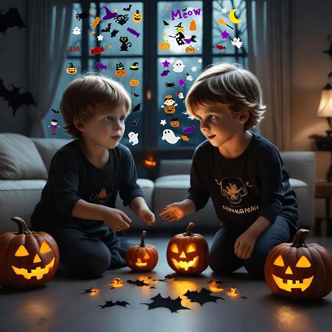 5 Pcs Halloween Window Clings Gel, Decorations for Office, Classroom, Refrigerator - Stickers for Windows (Witch)