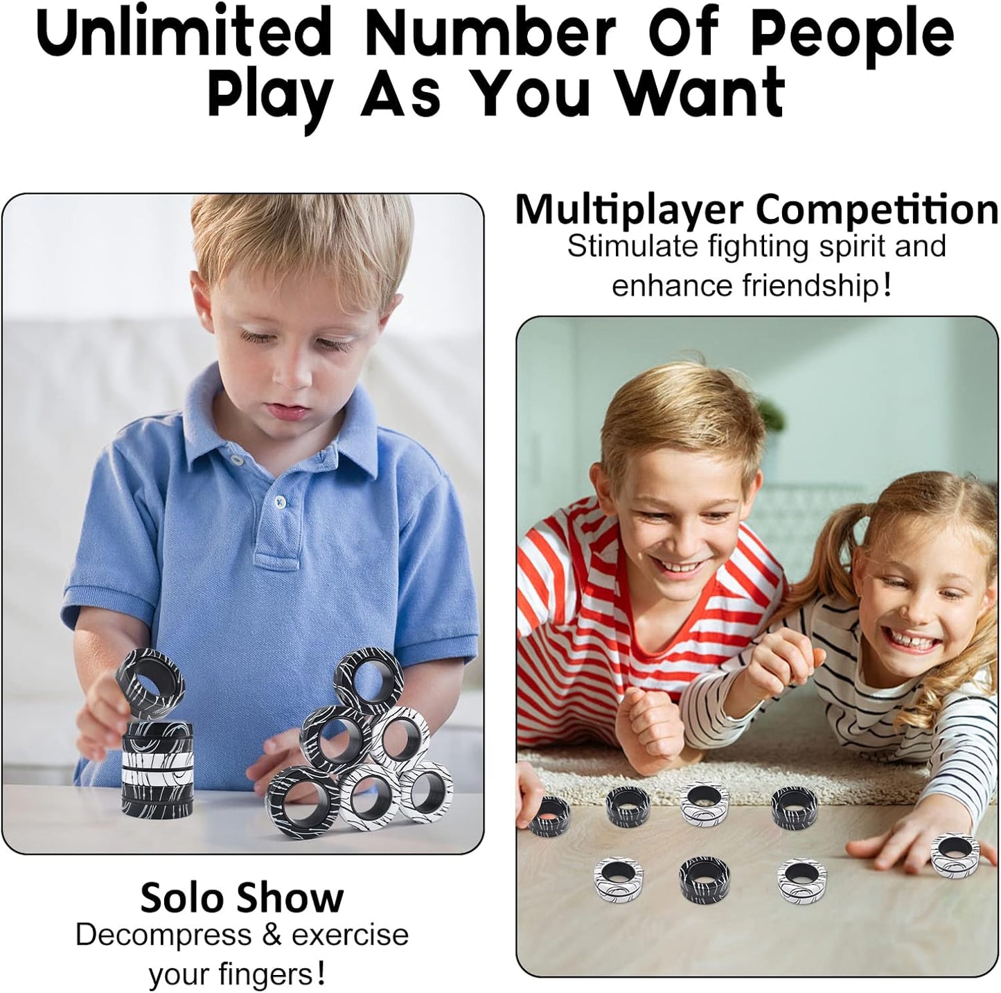 6 Pcs Magnetic Rings Fidget Toys for Teens, Adults & Kids|Easter Basket Stuffers|ADHD Fidget Toy Pack for Anxiety Relief,Coolest Gifts for Teen Boys,Birthday Gifts for 8 9 10 11+ Year Old Boy & Girl