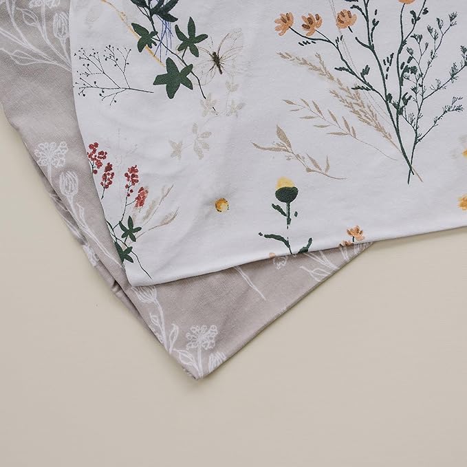 Pobibaby - 2 Pack Premium Bassinet Sheets for Standard Bassinets - Ultra-Soft Jersey Knit, Stylish Floral Pattern, Safe and Snug for Baby (Wildflower)