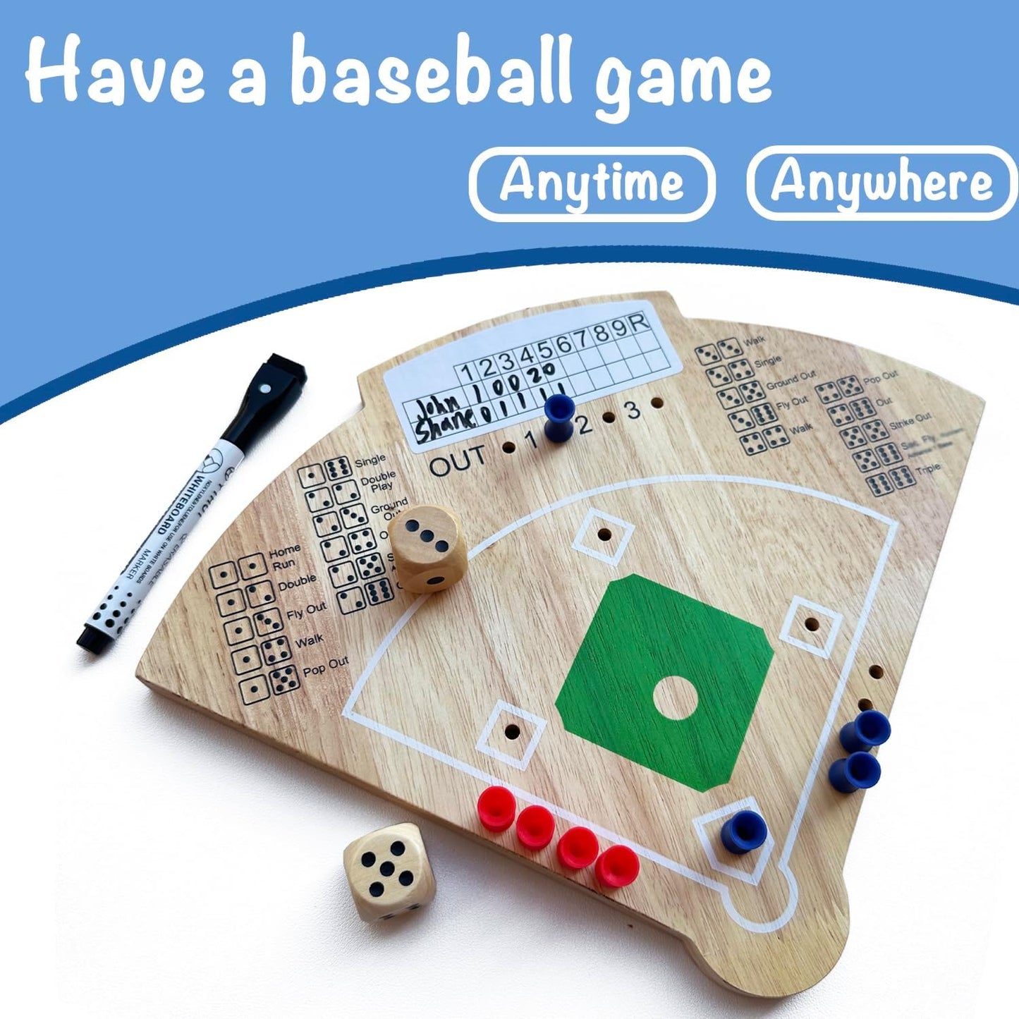 Baseball Board Game, Oak Made Leisure Game for Sport Battle Table Game for Family Party Holiday Coffee Travel Time Gameboard