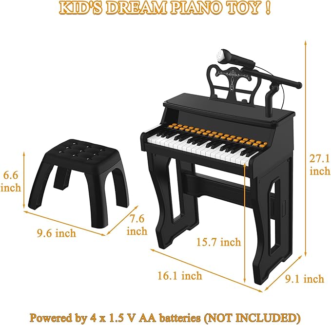 Dollox Keyboard Piano for Kids, Toddler Piano Toys 37 Keys Kid Musical Instruments Electric Keyboard Baby Pianos for Beginners Mini Music Toy with Stool, Birthday Gift for Age 3 4 5 6 Years Old