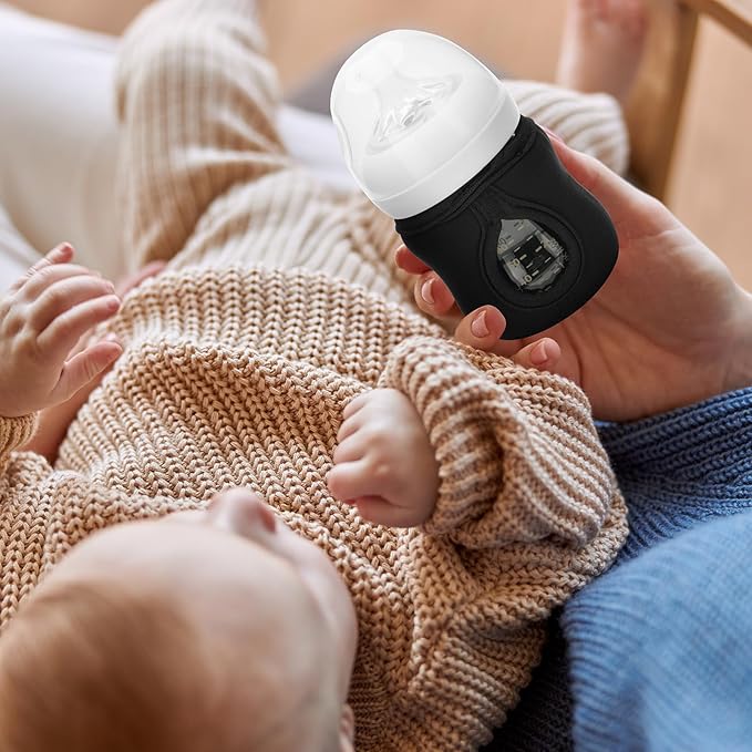 Beautyflier 4oz Glass Baby Bottle Sleeve Covers, Reusable Insulator, Heat/Cold Retention Neoprene Holder for Philips Avent (Black, 2PCS)