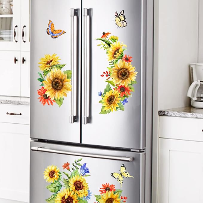 Sunflower Window Decals & Clings - Spring & Fall Decorations for Bedroom, Nursery, Living Room - Birthday Parties & Holidays