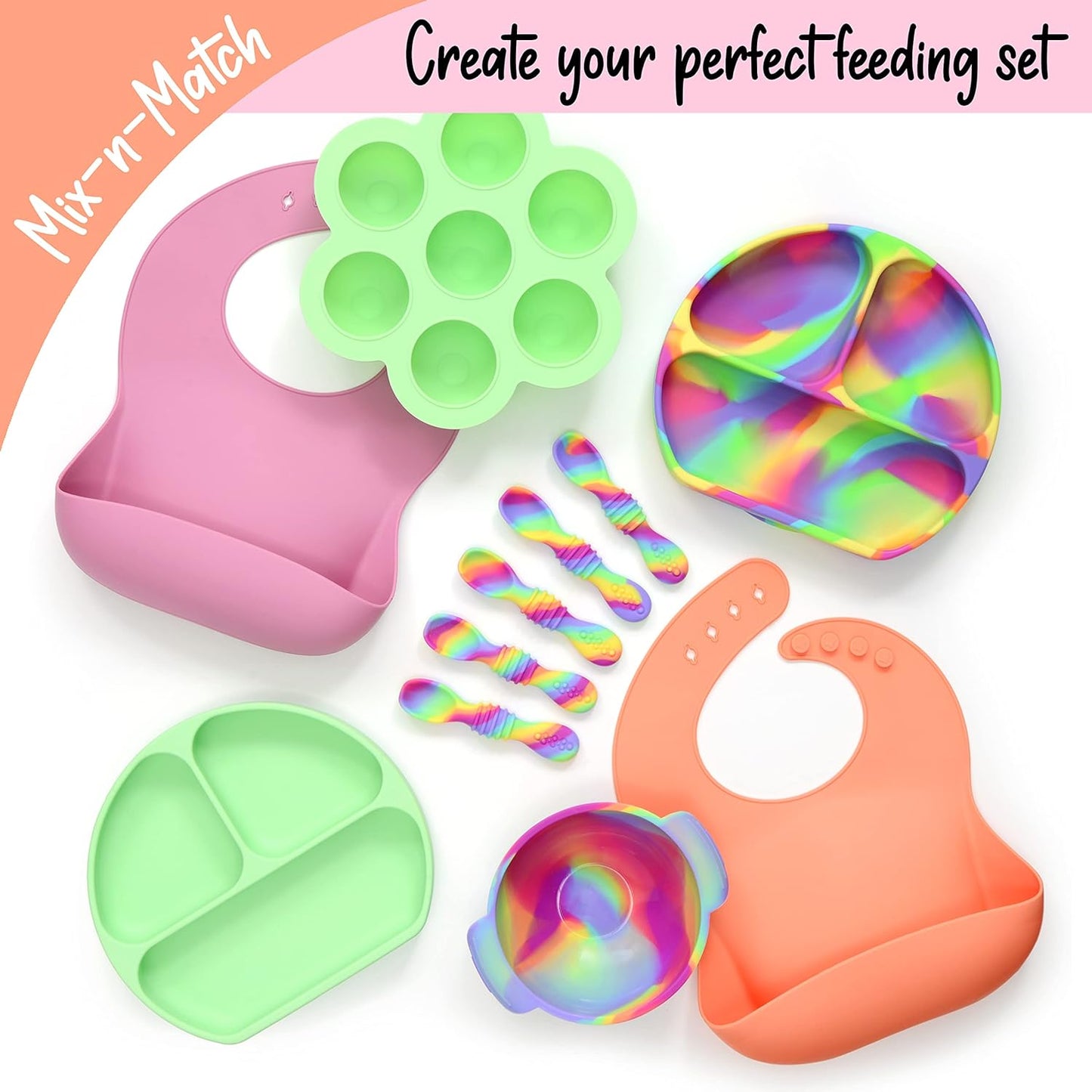 PrimaStella Silicone Chew Spoon Set for Babies and Toddlers - Safety Tested - BPA Free - Microwave, Dishwasher and Freezer Safe