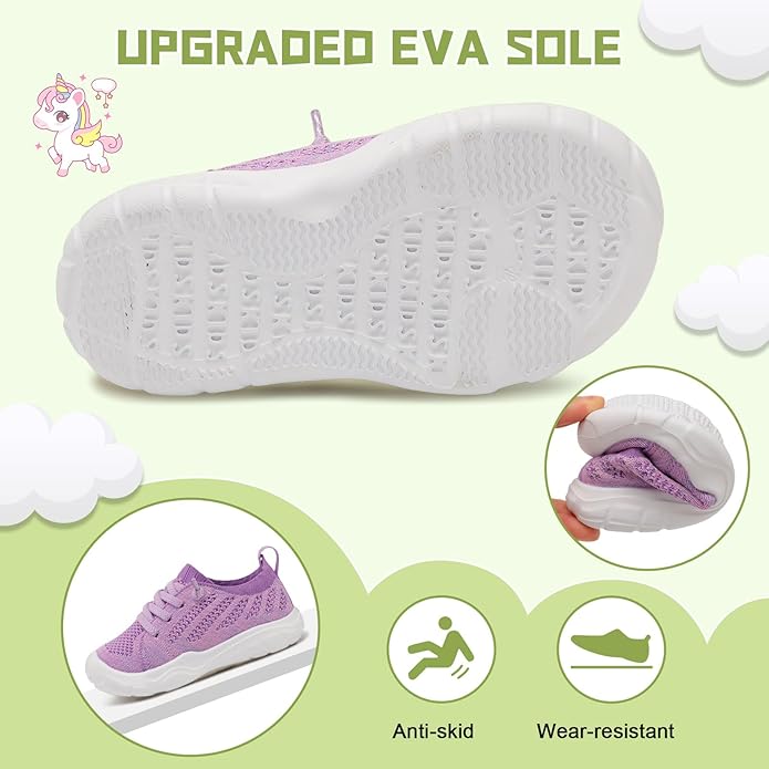 JIASUQI Toddler Shoes for Boys Girls Slip on Sneakers Wide Toe Walking Shoes Toddler Sock Shoes