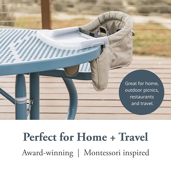 Inglesina Fast Table Chair - Black + Fast Dining Tray - Portable Baby High Chair - for Babies & Toddlers up to 37 lbs - Fits Tables 0.8'' to 3.5'' Thick - Compact & Easy to Use - Travel Bag Included