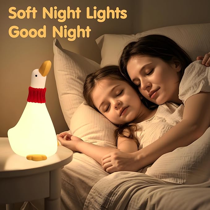 LED Duck Night Light for Baby Nursery, Toddler Fun Dream Duck Light Silicone Squishy Lamp, Rechargeable Bedside Touch Lamp, Christmas Gifts, Room/House Decor for Kids
