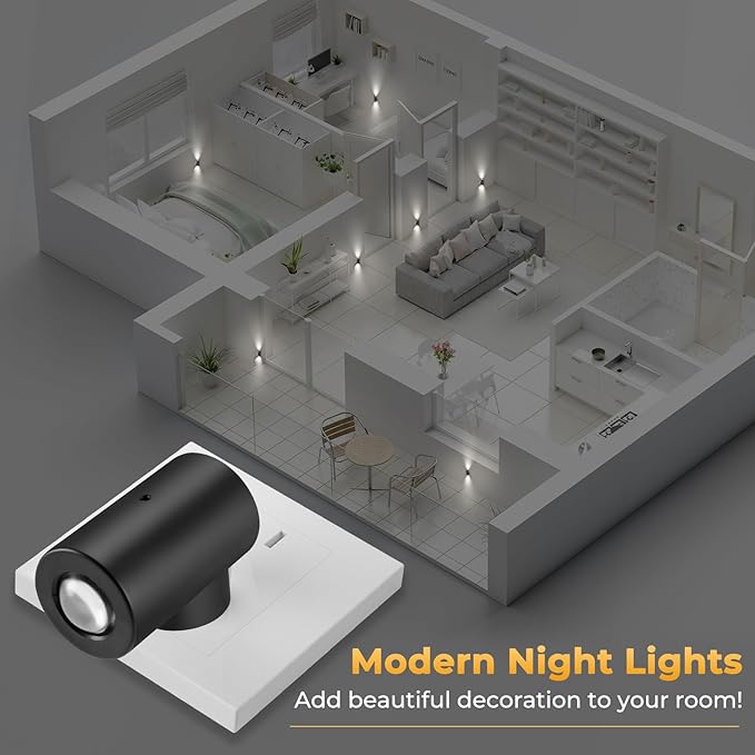 LED Night Lights Plug into Wall,Dimmable Plug in Night Light,Dusk to Dawn,5000K Daylight,0-200LM Bright Nightlight Auto-On/Off, Night Lights for Bathroom Hallway Stairway,4 Pack