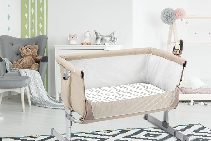 3-Pack Organic Fitted Bassinet Sheets, Compatible with Halo, Snoo, Graco, Dream On Me, Delta, and Other Standard Size Bassinets - Fits Oval, Hourglass, & Rectangle Shapes (Size 32 x 16 x 4 Inches)