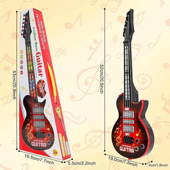 M SANMERSEN Kids Guitar Toddler Toys Guitar for Kids 3 4 5 Year Old Electric Musical Toy Guitars with 4 Strings Strap Light Up Boys Girls Gifts