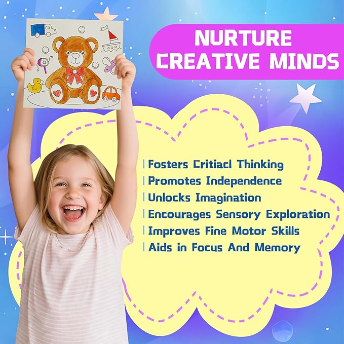 12 Colors Paint with Water Coloring Book for Toddlers, 5 Display Stands Watercolor Paint Set for Kids Ages 3-5 4-8, Arts and Crafts Drawing Activities Toys Birthday Holiday Gifts for Boys Girls