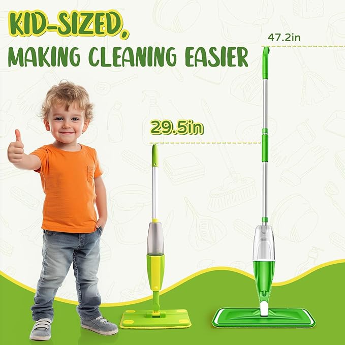 Toddler Spray Mop-Montessori Toys Mini Size Cleaning Mini Mop That Really Spray -Kid Pretend Play Toys Gift for Toddlers Girls Boys