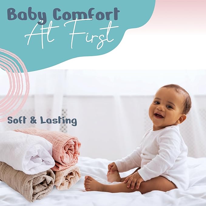 100% Muslin Changing Pad Cover Ultra Soft 120GSM Baby Changing Pad Covers for Girls and Boys - Easy wash Diaper Changing pad Cover with Low Shrinkage (4 Pack - White/Beige/Sand/Greish)