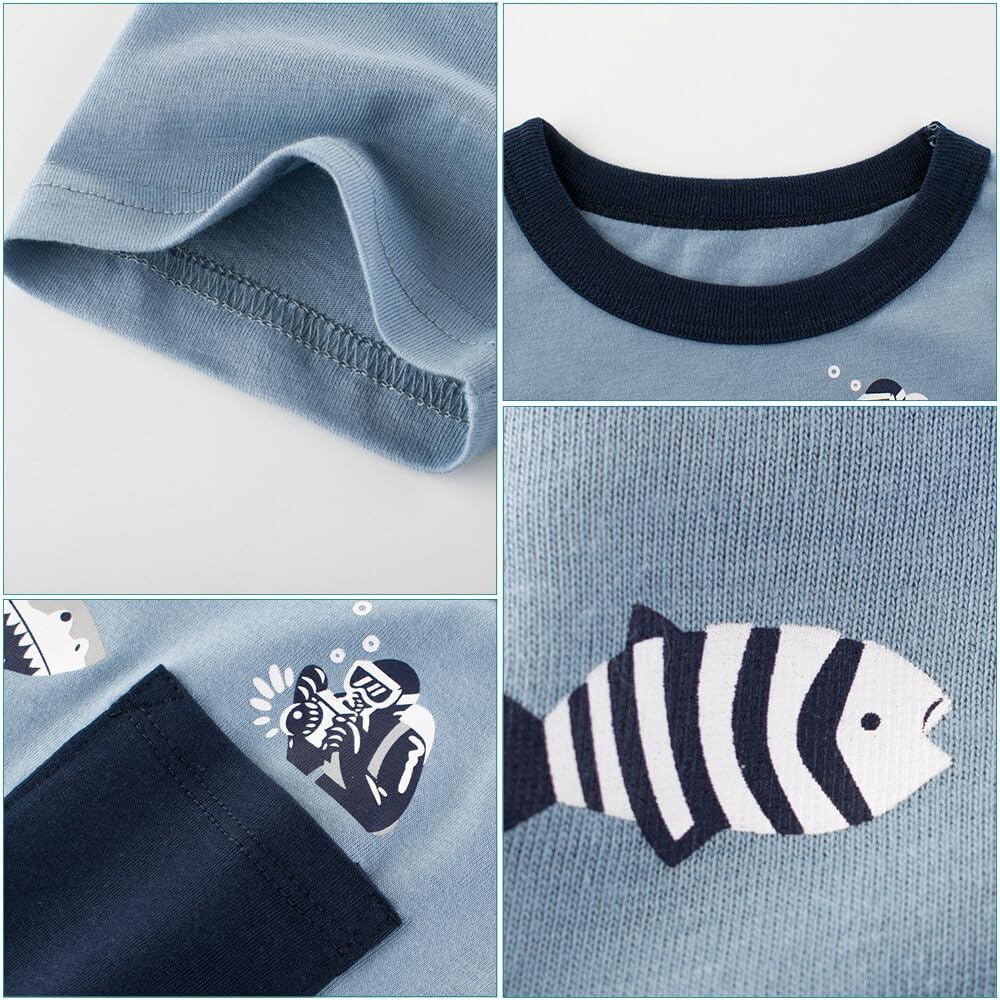 Boys' 4-Pack Excavator Short Sleeve Crewneck T-Shirts Top Tee Size 2-7 Years Toddler Boys' Value Pack Cotton T-Shirt