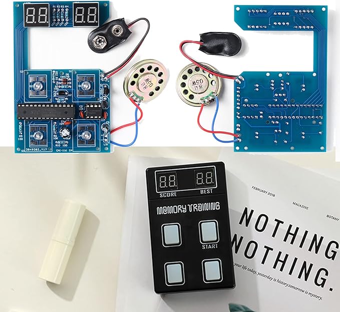 ISolderStore Light Up Memory Practice Game Handheld Electronic Soldering Practice Kit DIY Soldering Project Color Memorizing Classic Board Games