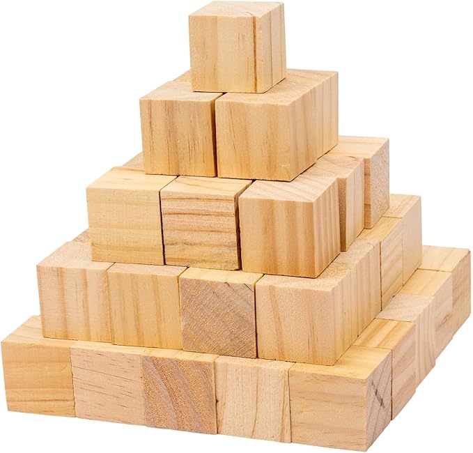 100 Pack 1 Inches Unfinished Wood Cubes Blocks - Natural Wooden Square Blocks Great for Crafts Making