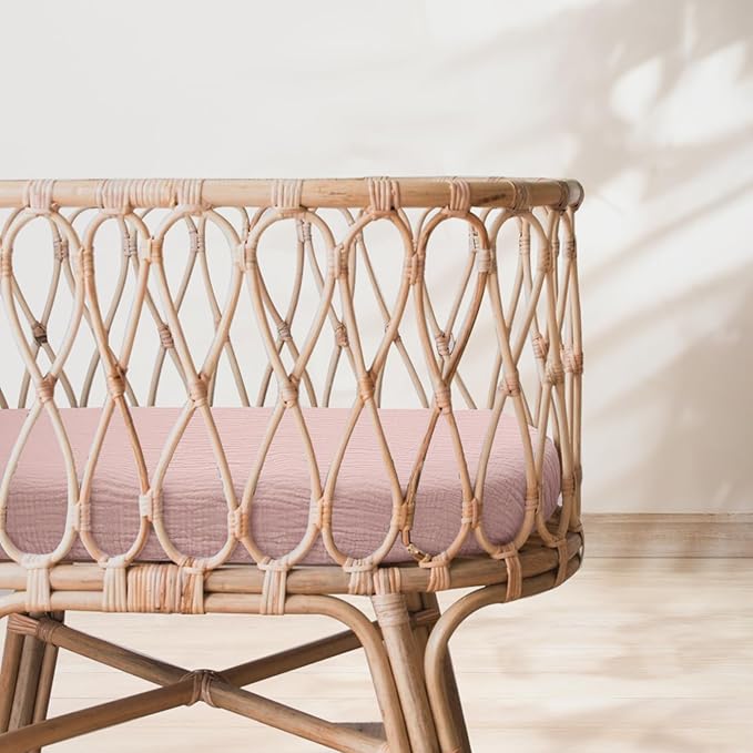 lulumoon Baby Muslin Bassinet Sheets: Snuggly Soft Cotton Sheets for Boys and Girls - Fitted foror Chicco Lullago Anywhere & Baby Bjorn Cradle & Bassinet