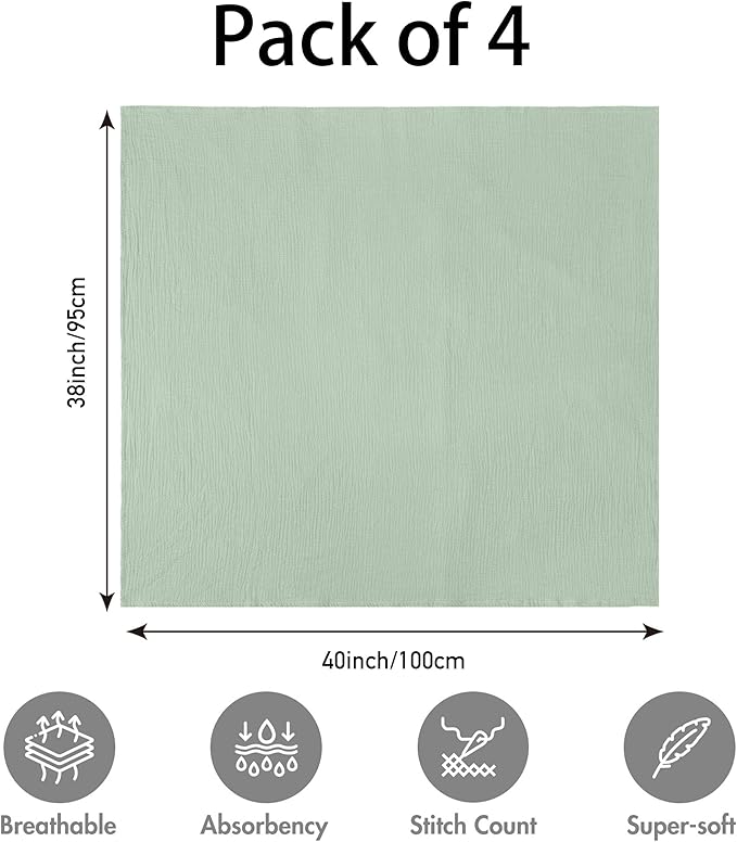 Muslin Swaddle Blankets for Baby Girls and Boys, 4 Pack Breathable and Skin-Friendly Newborn Receiving Blanket, 100% Cotton Swaddle Wrap, Essentials Infant Shower Items, Toddler Gift