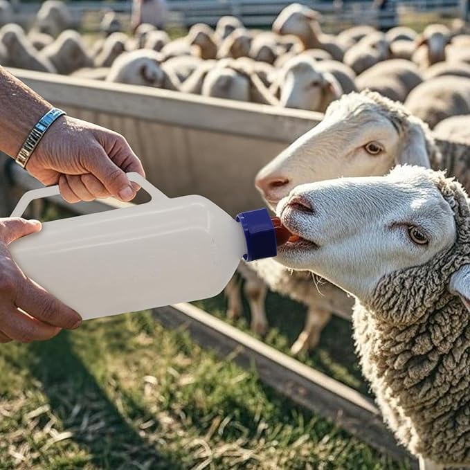 1000ML Baby Lamb Milk Feeder Bottle with Handle and Detachable Nipple,Calf Sheep Lamb Bottles for Baby Lambs Feeding Nursing Bottle Cup with a Replacement Nipple (1000ml)
