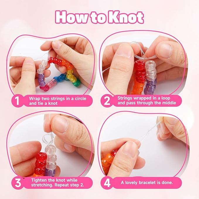 INSCRAFT 1200PCS Bracelet Making Kit, 24 Colors Pony Rainbow Kandi Beads, Friendship Bracelet Kit with Elastic Strings for Jewelry Making, Craft Gifts for Girls Adults