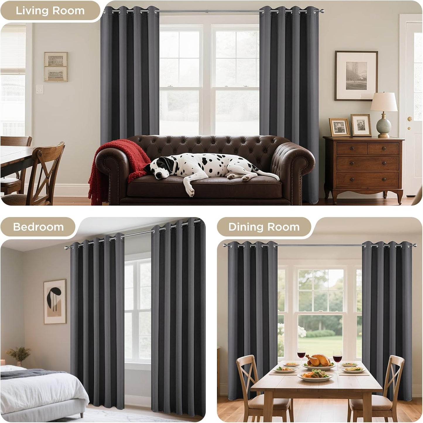 Joydeco Blackout Curtains 95 Inch for Bedroom, Thermal Insulated 52 x 95 Long Curtains & Drapes 2 Burg, Room Darkening Grommet Drapes for Living Room Window, 2 Panels Set