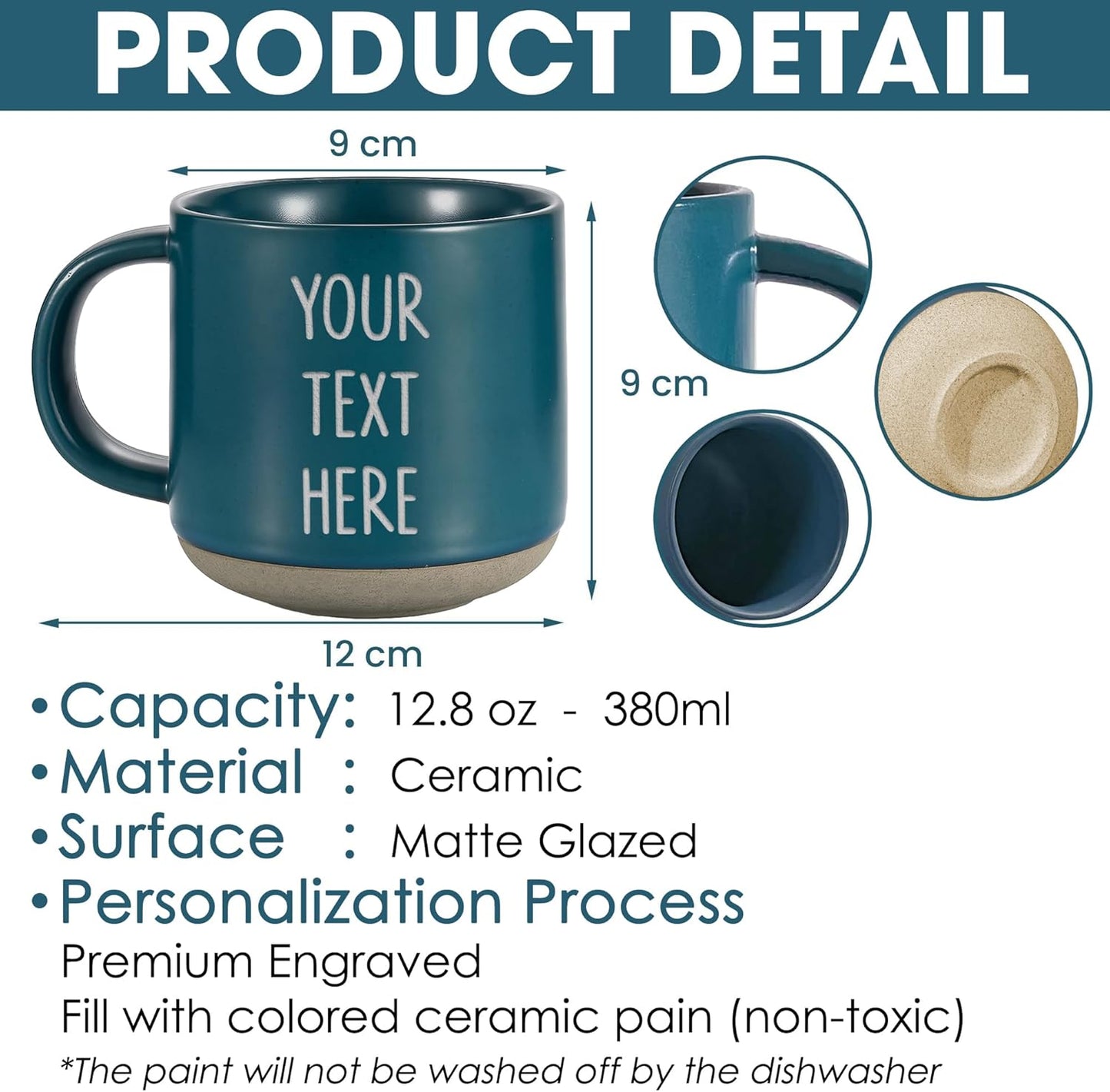 Custom Coffee Mug – Personalized Ceramic Cup with Name – 12 oz Cute Coffee Mugs – Unique Customized Gifts – Design Your Own Customizable Mug – Large Custom Cups for Men & Women
