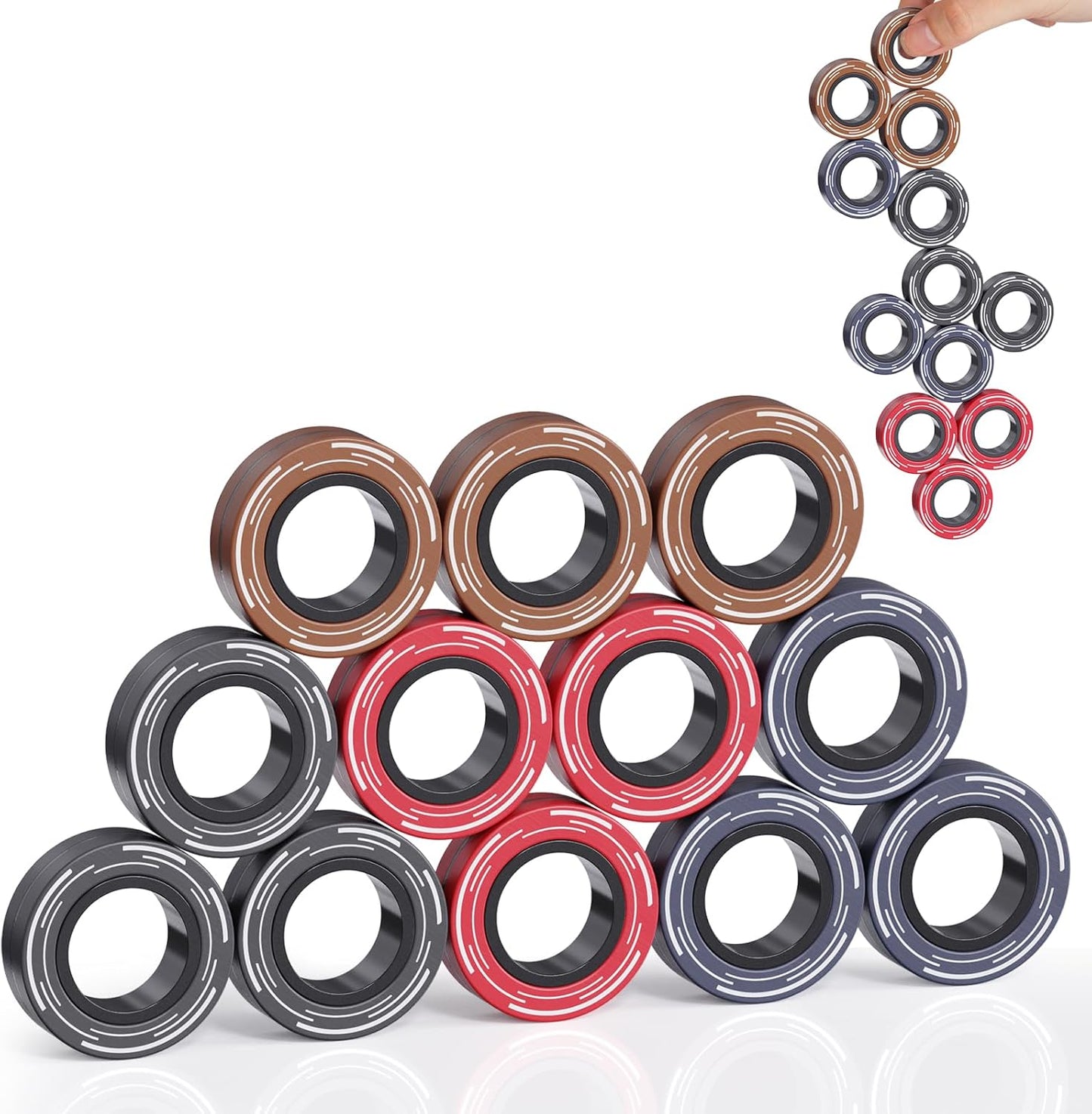 12Pcs Magnetic Rings Fidget Toy for Adult, Idea ADHD Anxiety Magnetic Fidget Toys Set Fidget Spinner Rings for Relief, Gifts for 8 9 10 11 12 13+ Year Old Boy Girl Teen