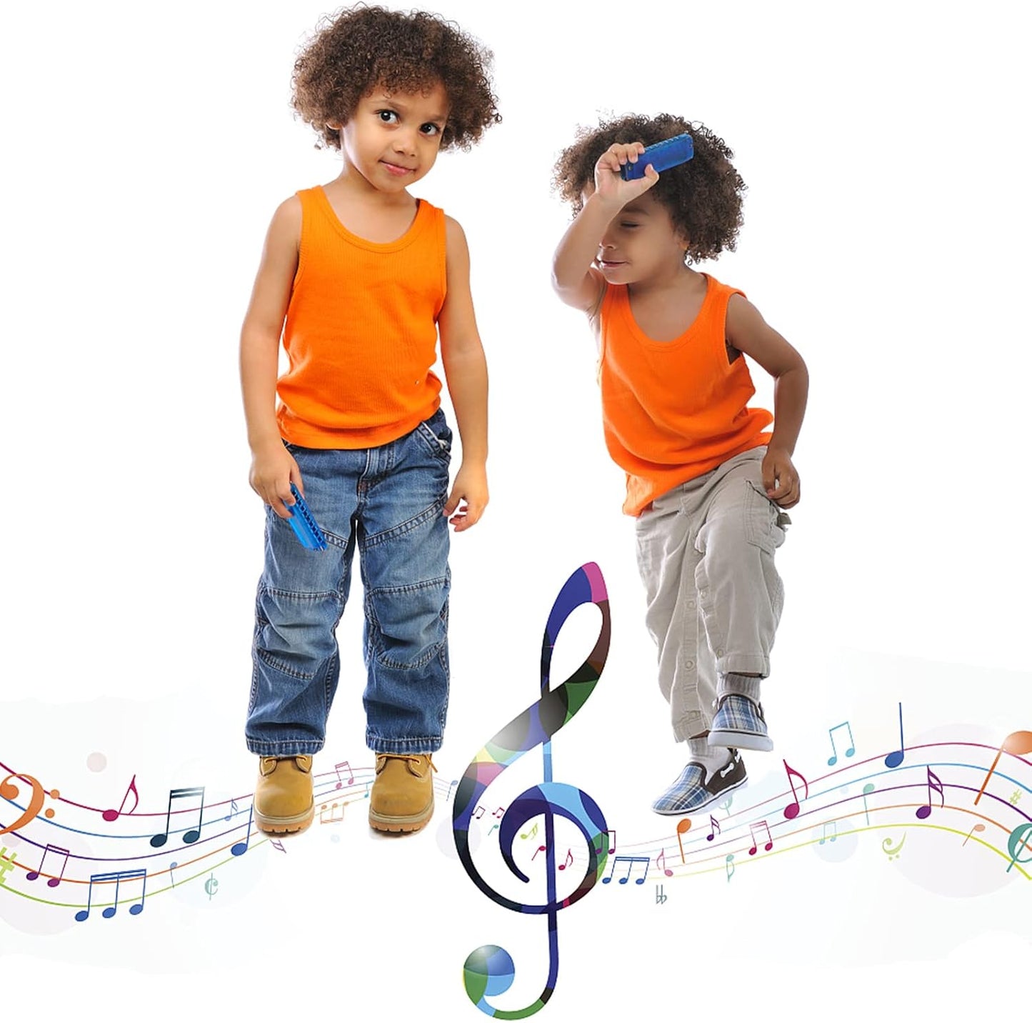 Harmonica for Kids 10 Hole Kids Harmonica, 2 Pack Key of C Blues Harmonica Educational Toy Beginners Toy Musical Instruments for Kids, Children and Toddler (Blue, Pink)