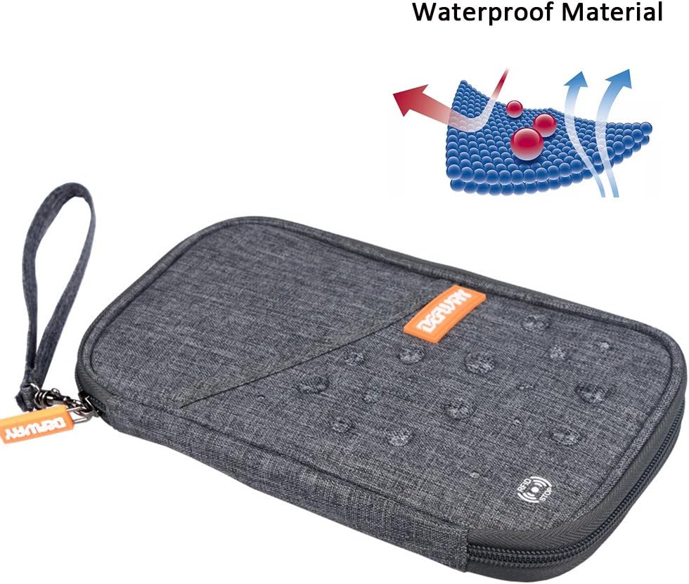 defway Passport Holder Travel Wallet - Family Passport Holder of 4, RFID Blocking Passport Wallet for Men Women, Travel Essentials for Flying, GREY