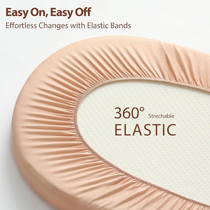 Baby Bassinet Sheets Girl Boy, Fitted Bassinet Sheet Set 3 Pack Bassinet Mattress Sheets Universal Fit for Rectangle, Round, Oval, Hourglass Mattress, Soft Breathable Orange Flowers & Plaid