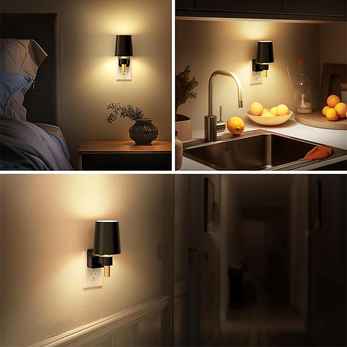 Night Light, Dimmable Night Lights Plug into Wall, Dusk to Dawn Sensor, Soft White 3000K, 0-100LM, Plug in NightLight, Vintage Night Light Compact for Hallway Bedroom Stairway