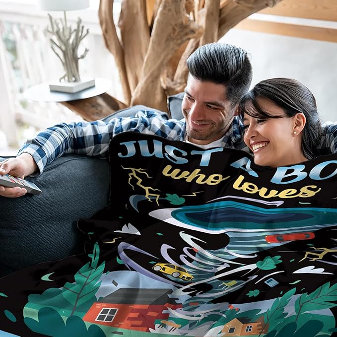 Tornado Blanket Gifts for Weather Enthusiasts, Just a Boy Who Loves Tornado Blanket 50" x 60", Meteorologist Gifts, Weather Related Gifts for Kids Birthday Christmas