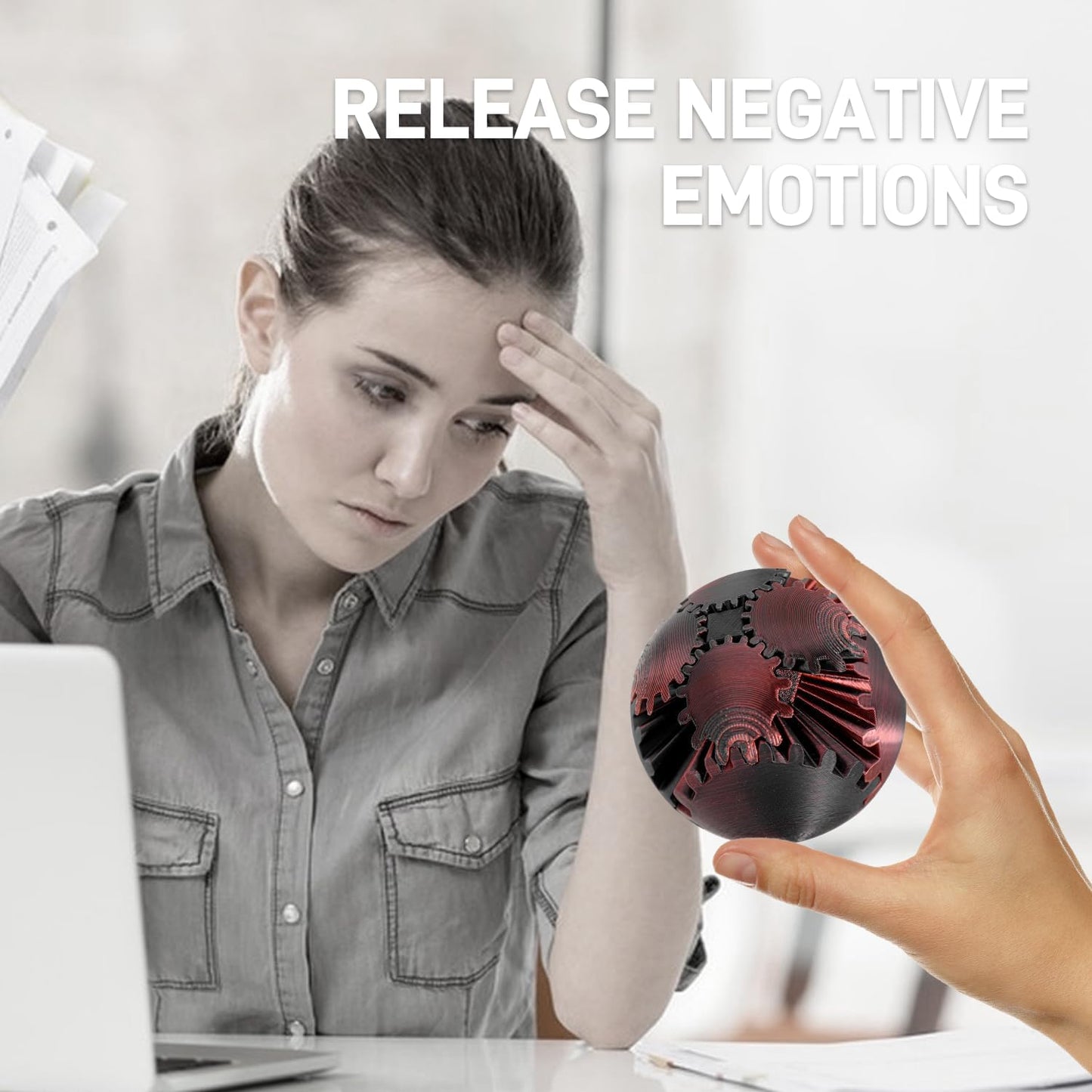 3D Printed Gear Ball Spin Ball,Gear Sphere, Gear Ball Fidget Toy, Stress Ball, GearSphere Desk Toy, Fidget Ball, Gear Toy for Stress and Anxiety Relaxing (Brown)