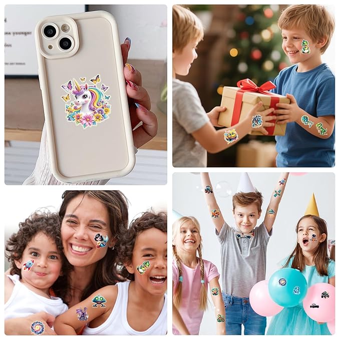 117 PCS Luminous Animals Temporary Tattoos for Kids, Glow Dinosaur Panda Elephant Rabbit Mermaid Dolphin Shark Fish Temporary Tattoos for Fastival Stuffers & Birthday Party Favors