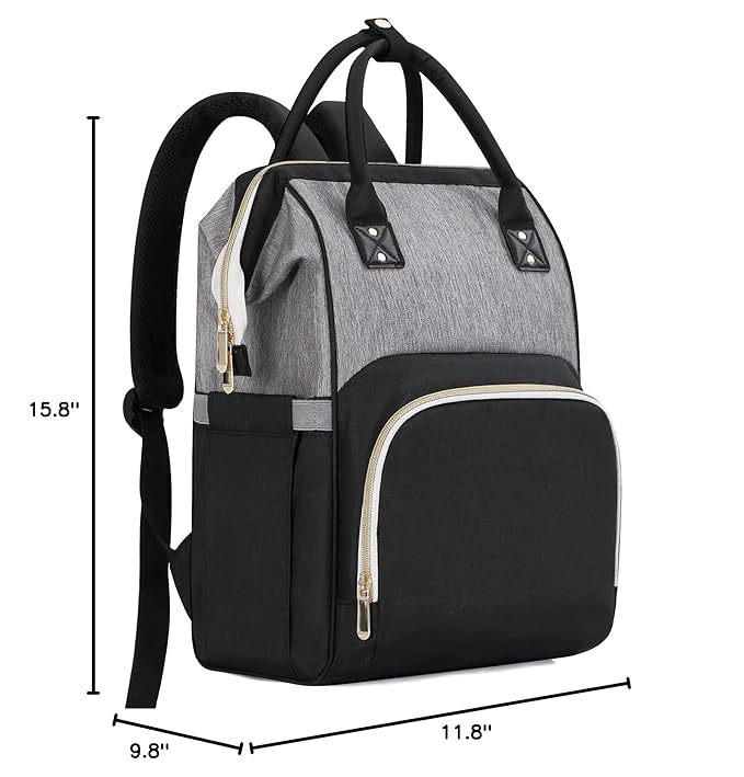 Femuar Diaper Bag Backpack Multifunction Maternity Nappy Baby Bag for Girls & Boys Large Capacity Travel Diaper Bags Black Gray