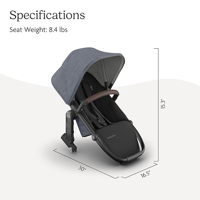 UPPAbaby RumbleSeat V3 Second Lower Seat - Compatible with Vista V2 and Vista V3 - All-Weather Seat + Magnetic Buckle – Adapters Included -Julian (Dusty Blue Mélange)