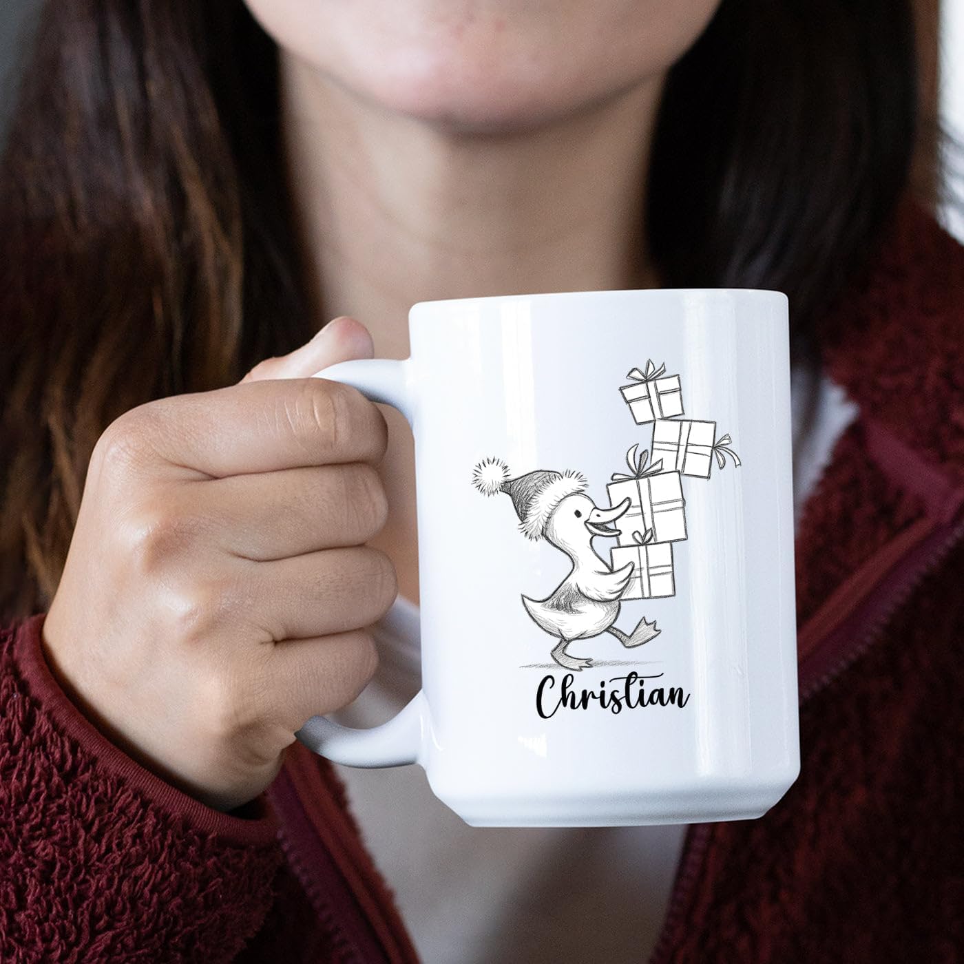 Duck Lover White Ceramic Mug Gift For Girlfriend/Boyfriend/Besties/Sibling, Personalized Duck Accent Coffee Cup, Customized Ducks Coffee Mug With Name, Cute Animal Lover White Travel Mug 11 15 Oz