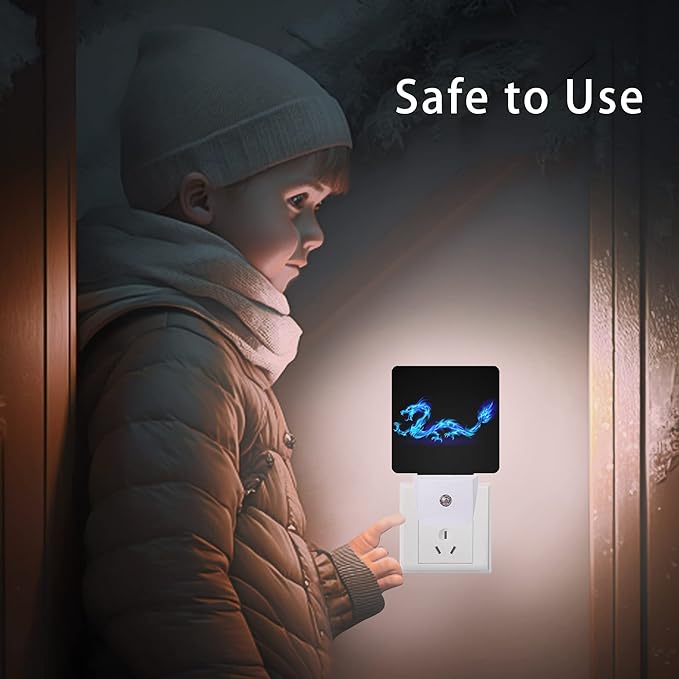 Blue Dragon Night Light,Plug in Night Lights 0.5W Sleep Friendly for Boys Girls Led Night Light Dusk to Dawn Sensor Nightlight for Stairway/Hallway/Bedroom