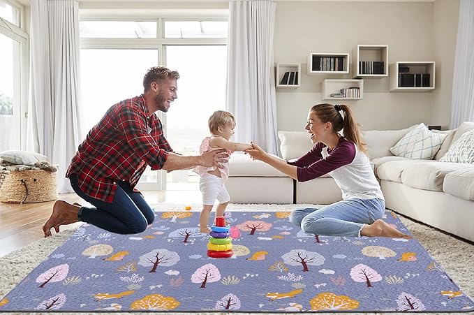50 x 50 Play Mat for Baby Playpen Tummy Time Mat, Non-Slip Washable Baby Playpen Mat, Baby Crawling Mats for Floor, Portable Travel Large Play Mats for Toddlers and Infants