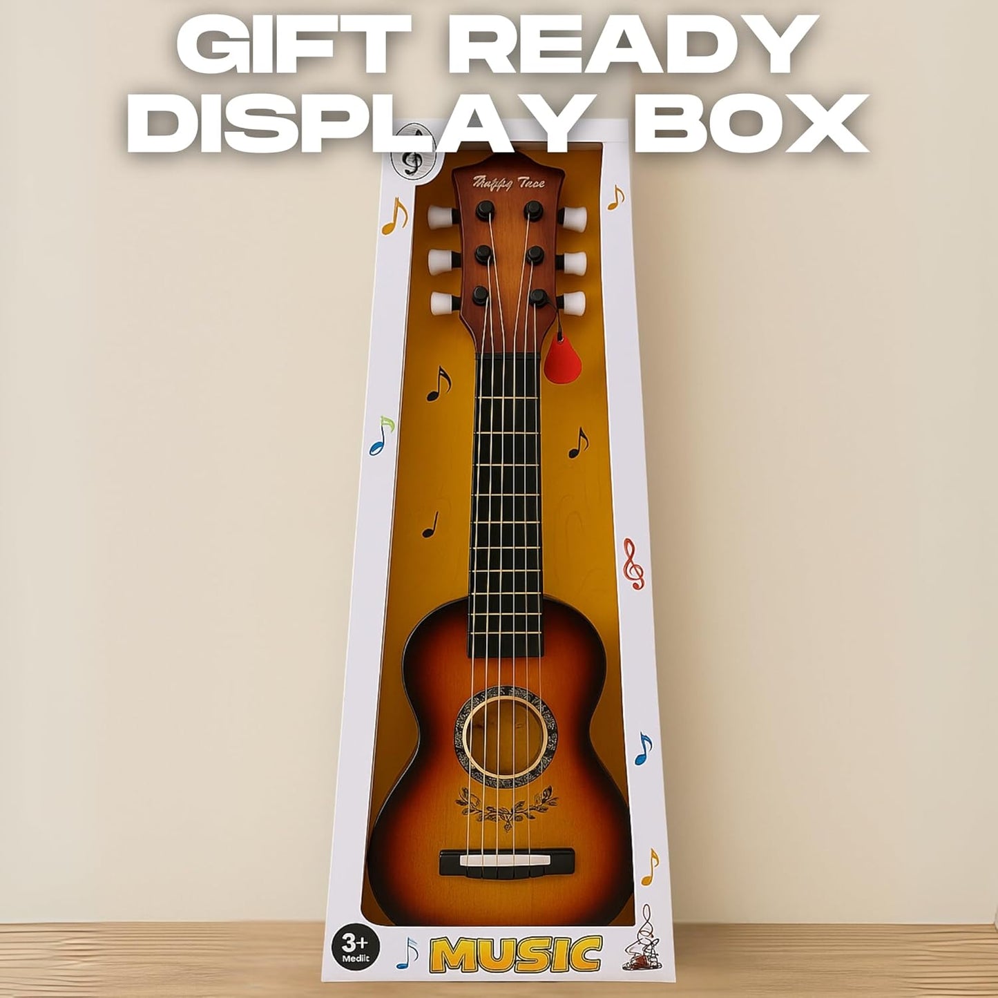 23" Acoustic Guitar, Kids 6 String Toy Guitar - Realistic Steel Strings - Beginner Practice First Musical Instrument for Children, Toddlers (Amber Sunburst)