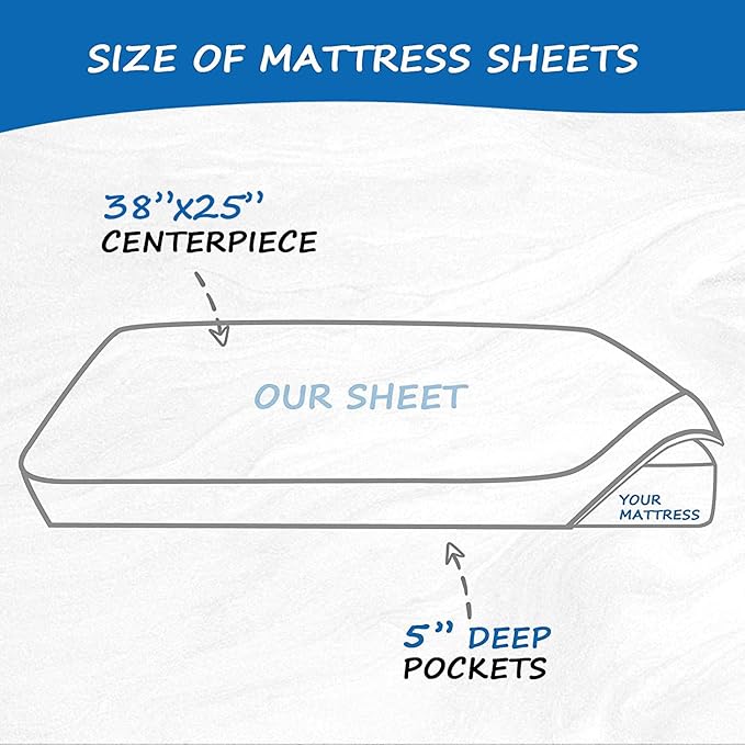 Pack and Play Sheets Waterproof, 2 Pack Cotton Mini Crib Sheets 38"x 25", Compatible with Graco Pack n Play, Dream on Me, Delta Portable Crib and Arms Reach Ideal Cosleeper, Baby Girl Boy, White