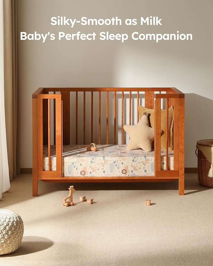 Baby Crib Sheets for Boys Girls, 28x52x8in Fitted Crib Sheet Neutral 3 Pack for Standard Crib and Toddler Mattress, Breathable Soft Microfiber Baby Sheet Elephant