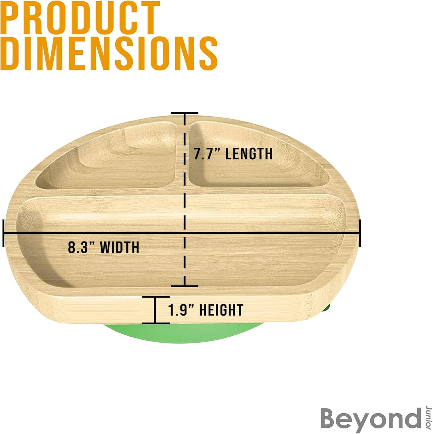 Abiie Octopod Bamboo Dish - Kids Plates for 4 months and up, 3-Compartment Baby Plates with Suction, Triangle Bamboo Baby Plate, Mess-Free Toddler Suction Plates, Baby Feeding Supplies, 8.3x1.9x7.7 in