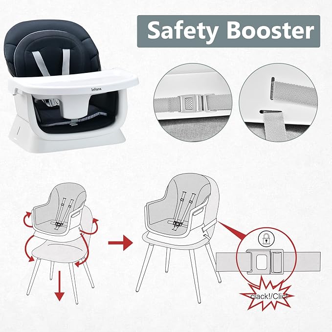 INFANS 8 in 1 Baby High Chair, Convertible Highchair for Babies and Toddlers, Infant Dining Booster Seat, Building Block Table, Kids Stool Table Chair Set with Removable Tray