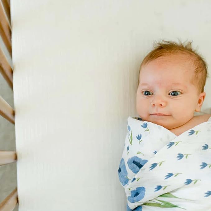 Little Unicorn Premium Crib Sheet | Breathable & Super-Soft Muslin Fabric (White)