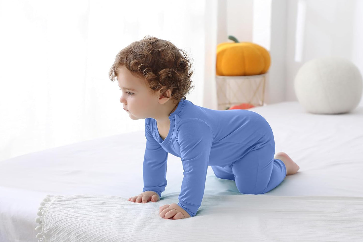 GUISBY Rayon Baby Pajamas, Long Sleeve with Snap Closure Pajamas Sleepers