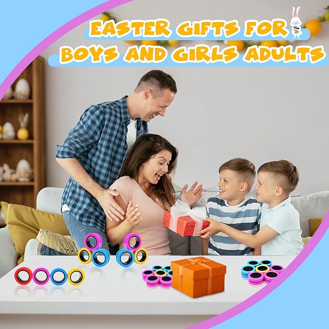 Cevioce 12 PCS Magnetic Ring Fidget Toys Set,ADHD Anxiety Magnetic Finger Spinner Pack for Teens Adults and Kids,Coolest Magnet Stress Relief Toy Birthdays Gifts for 8+ Year Old Boys Girls Present