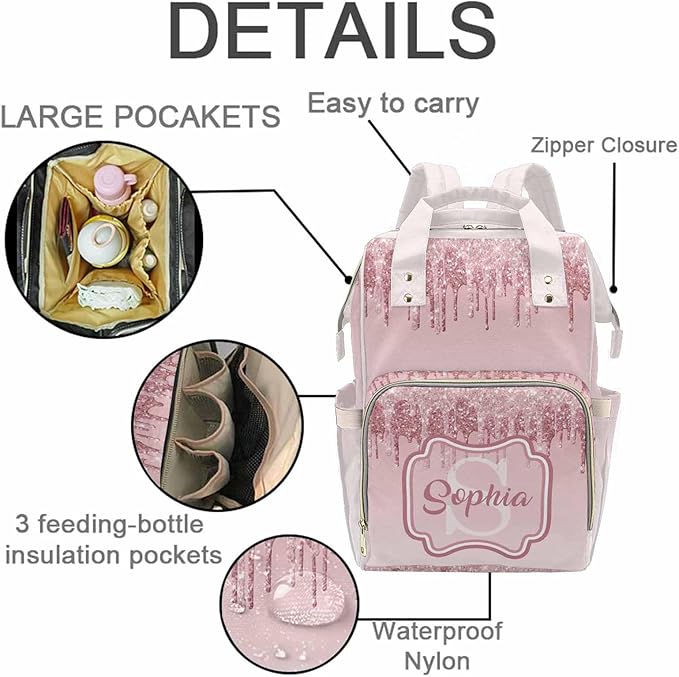 D-Story Customized Diaper Backpack - Personalized Newborn Bags - Custom Gift Nursing Bags